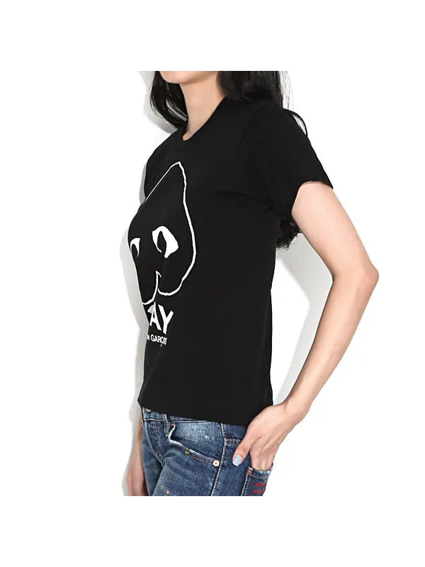 Футболка inverted heart logo t-shirt 'black' Comme Des Garcons Play — изображение 4 из 4, черный