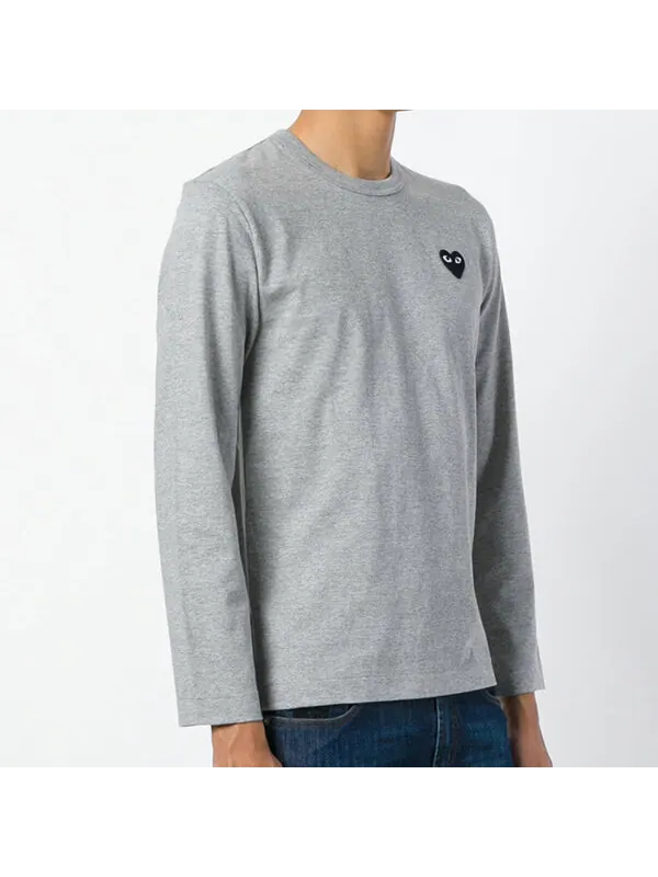 Футболка long sleeves logo tee 'grey' Comme Des Garcons Play — изображение 2 из 3, серый