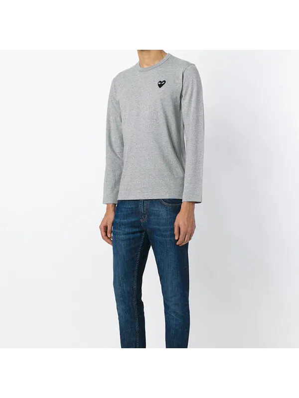 Футболка long sleeves logo tee 'grey' Comme Des Garcons Play — изображение 3 из 3, серый