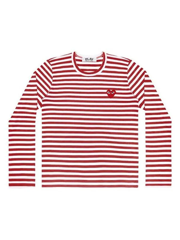 Футболка striped long-sleeve t-shirt 'red white' Comme Des Garcons Play — изображение 1 из 1, мульти