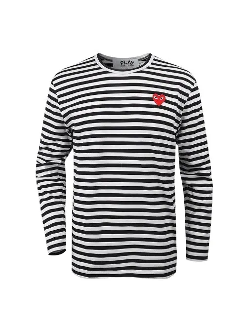 Футболка striped long-sleeve t-shirt 'white' Comme Des Garcons Play — изображение 1 из 4, черный/белый