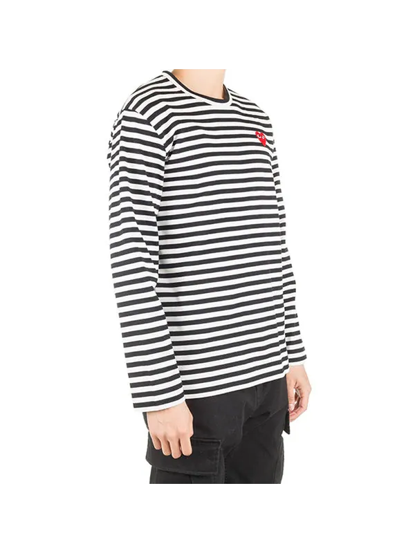 Футболка striped long-sleeve t-shirt 'white' Comme Des Garcons Play — изображение 4 из 4, черный/белый