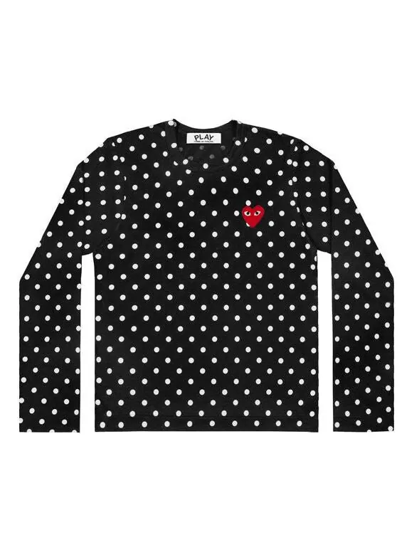 Футболка polka dots long sleeves tee 'black white' Comme Des Garcons Play — изображение 1 из 4, черный