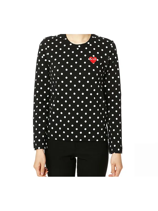 Футболка polka dots long sleeves tee 'black white' Comme Des Garcons Play — изображение 3 из 4, черный
