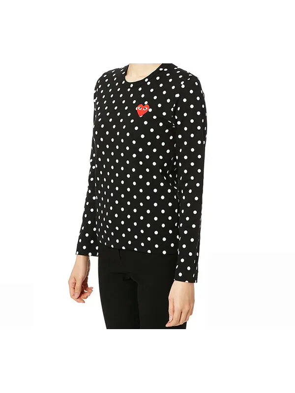 Футболка polka dots long sleeves tee 'black white' Comme Des Garcons Play — изображение 4 из 4, черный