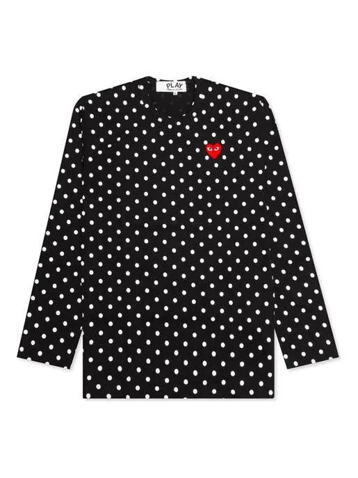 Футболка polka dot long sleeves tee 'black white' Comme Des Garcons Play — изображение 1 из 4, черный