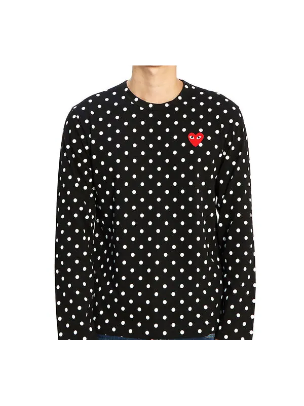 Футболка polka dot long sleeves tee 'black white' Comme Des Garcons Play — изображение 3 из 4, черный