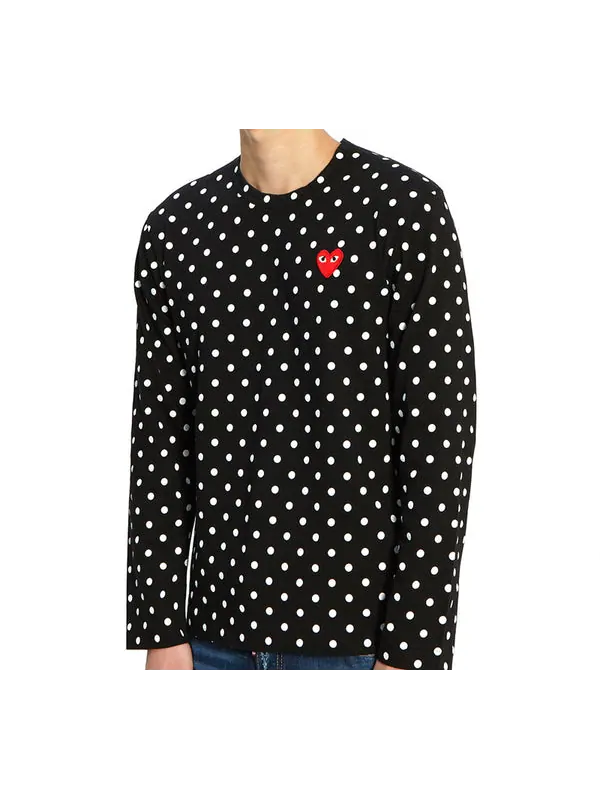 Футболка polka dot long sleeves tee 'black white' Comme Des Garcons Play — изображение 4 из 4, черный