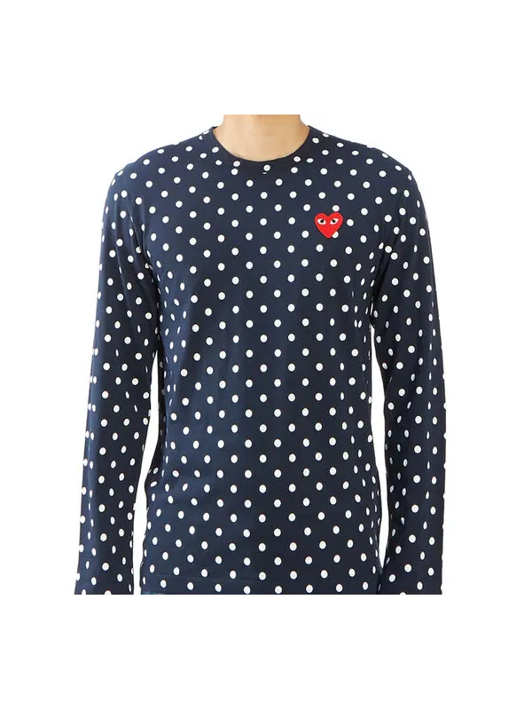 Футболка polka dots printing long sleeves tee 'blue' Comme Des Garcons Play — изображение 3 из 4, синий