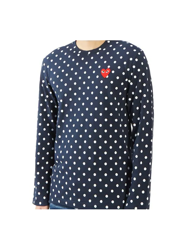 Футболка polka dots printing long sleeves tee 'blue' Comme Des Garcons Play — изображение 4 из 4, синий