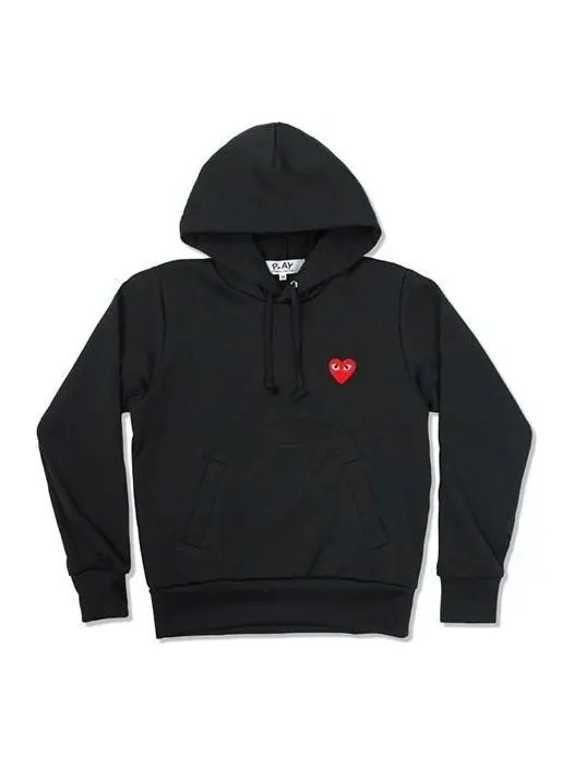 Худи (WMNS) COMME des GARCONS PLAY No Zip Hoodie Red Heart Emblem 'Black' — изображение 1 из 5, черный