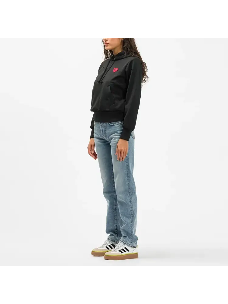 Худи (WMNS) COMME des GARCONS PLAY No Zip Hoodie Red Heart Emblem 'Black' — изображение 5 из 5, черный