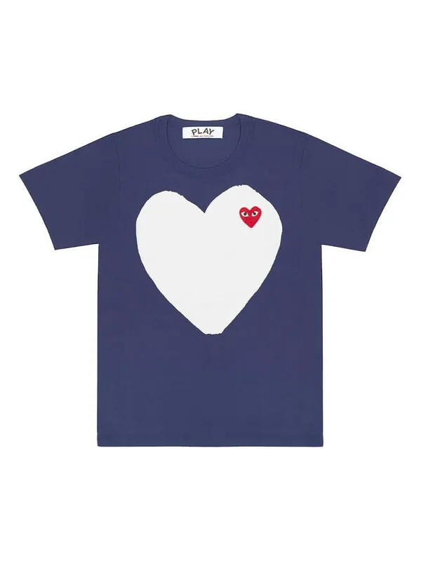 Футболка white heart t-shirt 'navy' Comme Des Garcons Play — изображение 1 из 4, темно-синий
