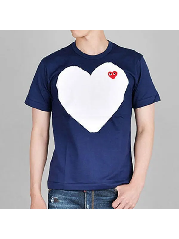 Футболка white heart t-shirt 'navy' Comme Des Garcons Play — изображение 3 из 4, темно-синий