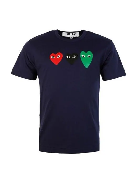 Футболка multi heart t-shirt 'navy' Comme Des Garcons Play — изображение 1 из 2, темно-синий