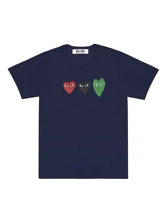 Футболка 3 hearts short sleeves tee 'navy' Comme Des Garcons Play — изображение 1 из 1, синий