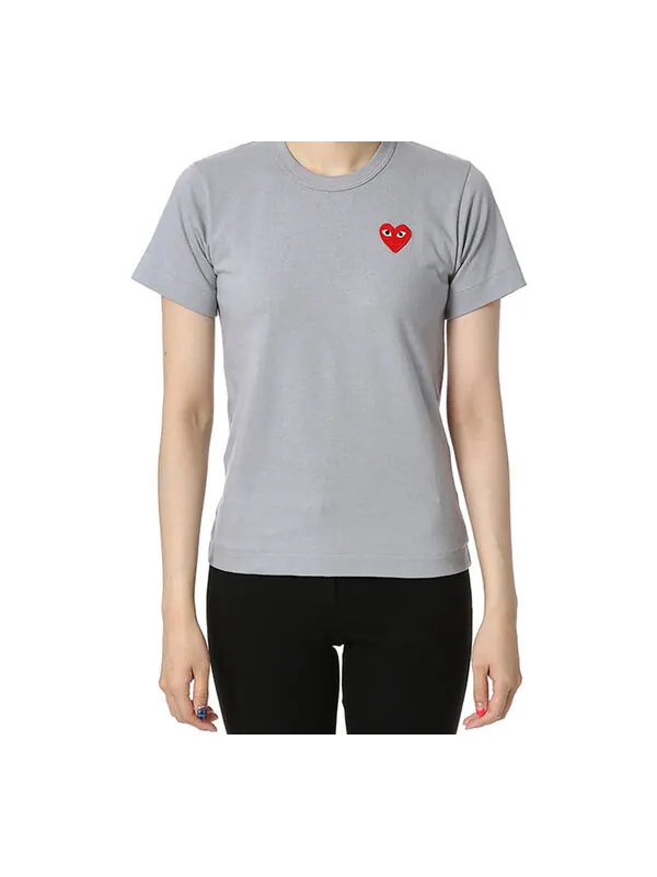 Футболка heart logo tee 'grey' Comme Des Garcons Play — изображение 2 из 4, серый