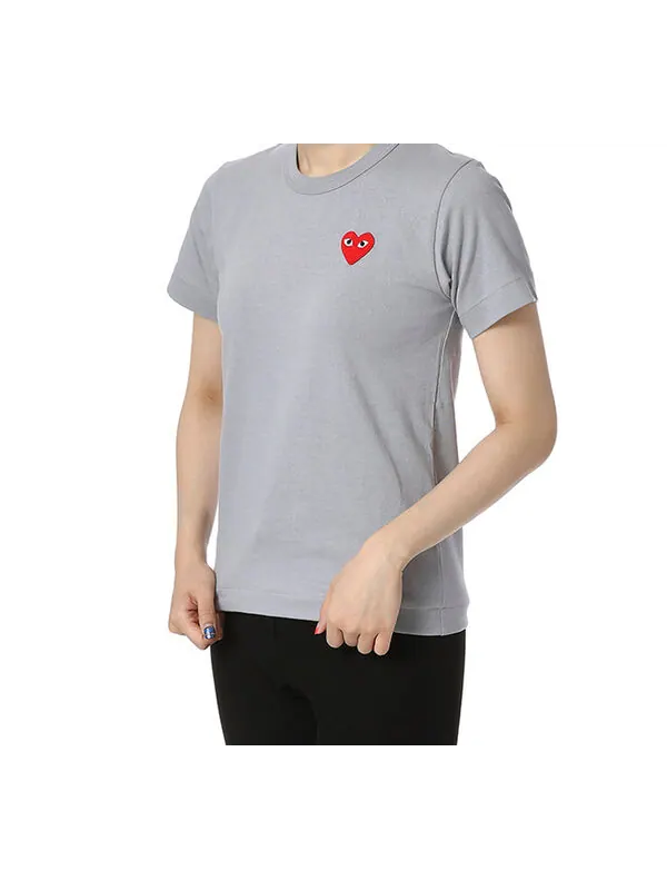 Футболка heart logo tee 'grey' Comme Des Garcons Play — изображение 3 из 4, серый