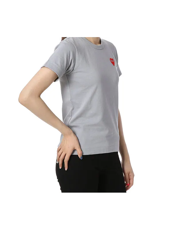 Футболка heart logo tee 'grey' Comme Des Garcons Play — изображение 4 из 4, серый