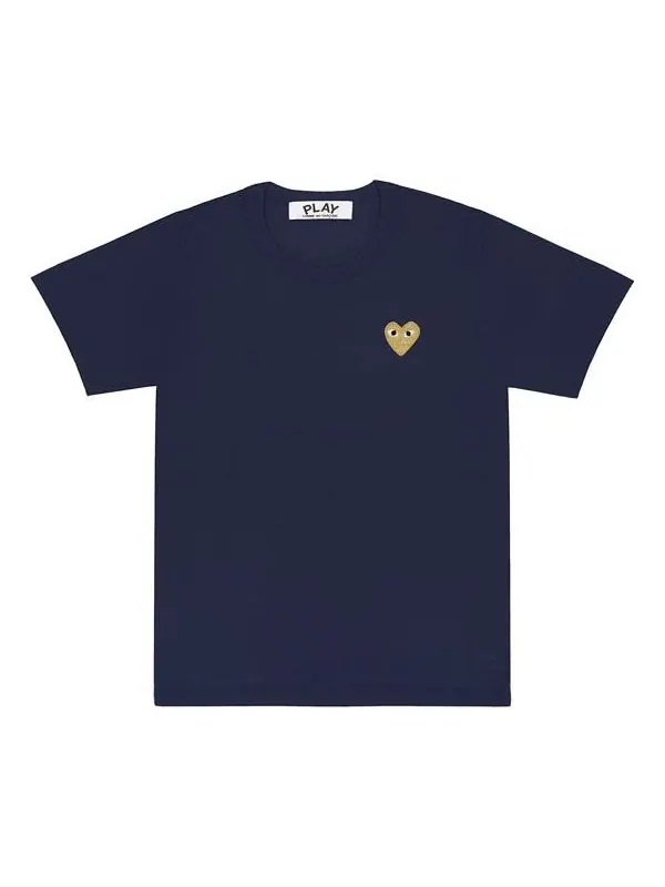 Футболка basic t-shirt gold emblem 'navy' Comme Des Garcons Play — изображение 1 из 3, темно-синий