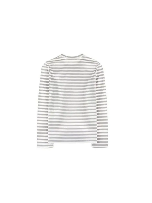 Футболка striped mini logo tee 'grey' Comme Des Garcons Play — изображение 2 из 4, серо-белый