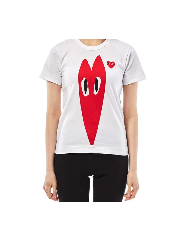 Футболка long heart tee 'white' Comme Des Garcons Play — изображение 2 из 4, белый
