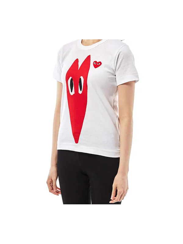Футболка long heart tee 'white' Comme Des Garcons Play — изображение 3 из 4, белый