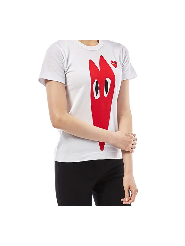 Футболка long heart tee 'white' Comme Des Garcons Play — изображение 4 из 4, белый