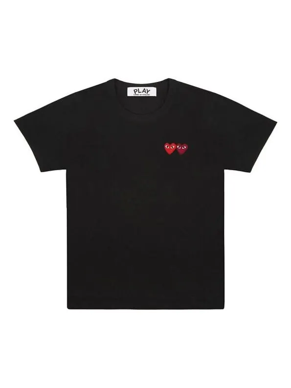 Футболка double heart t-shirt 'black' Comme Des Garcons Play — изображение 1 из 2, черный