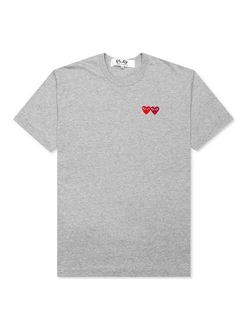 Футболка basic t-shirt two emblems 'grey' Comme Des Garcons Play — изображение 1 из 4, серый