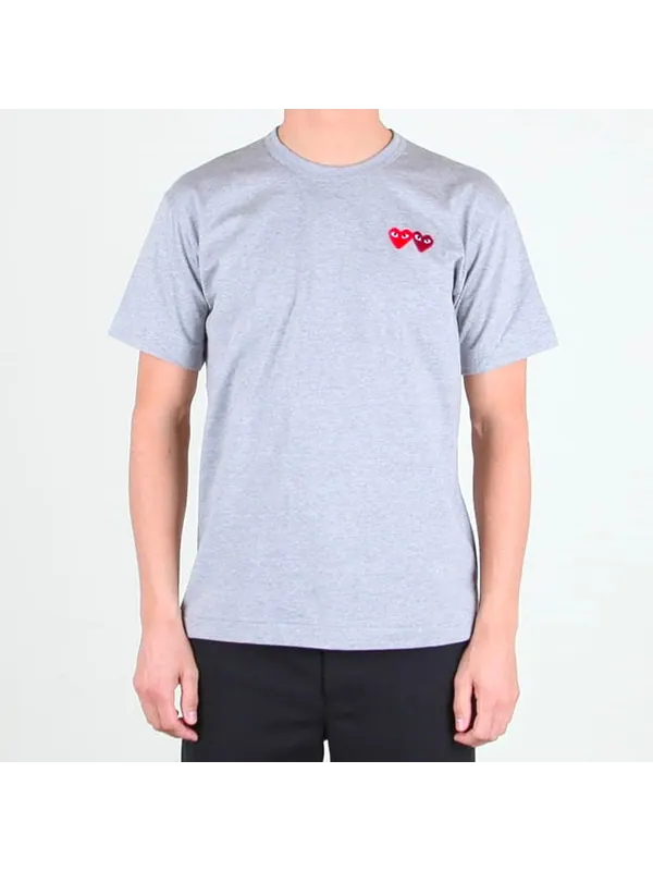 Футболка basic t-shirt two emblems 'grey' Comme Des Garcons Play — изображение 3 из 4, серый