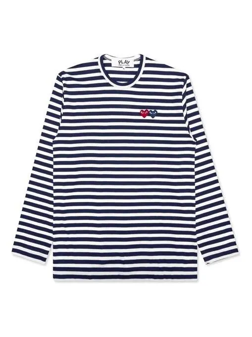 Футболка striped double logo long sleeves tee 'black white' Comme Des Garcons Play — изображение 1 из 4, мульти