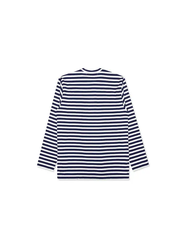Футболка striped double logo long sleeves tee 'black white' Comme Des Garcons Play — изображение 2 из 4, мульти
