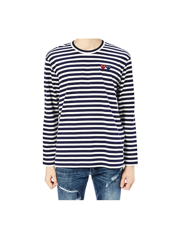 Футболка striped double logo long sleeves tee 'black white' Comme Des Garcons Play — изображение 3 из 4, мульти