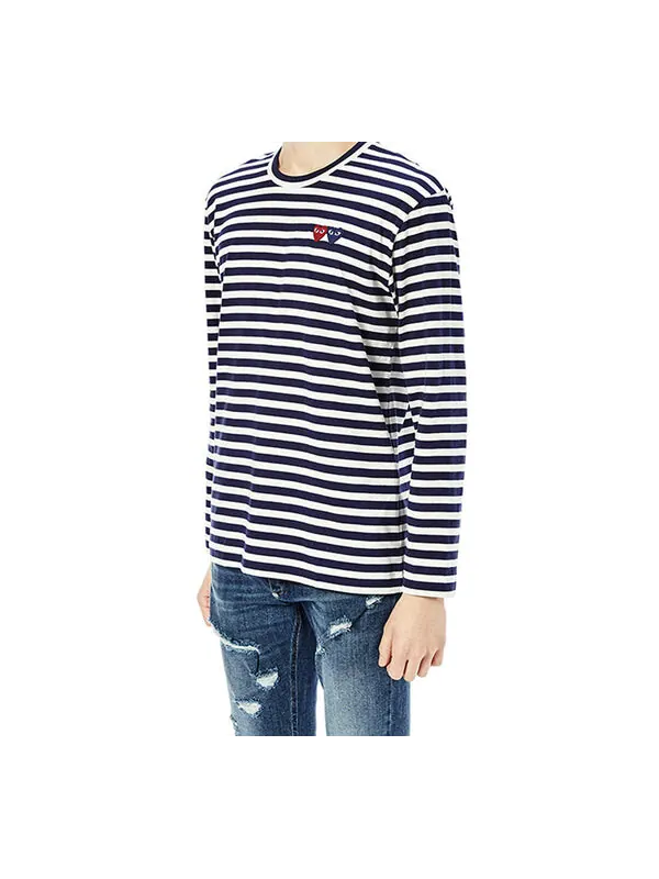 Футболка striped double logo long sleeves tee 'black white' Comme Des Garcons Play — изображение 4 из 4, мульти