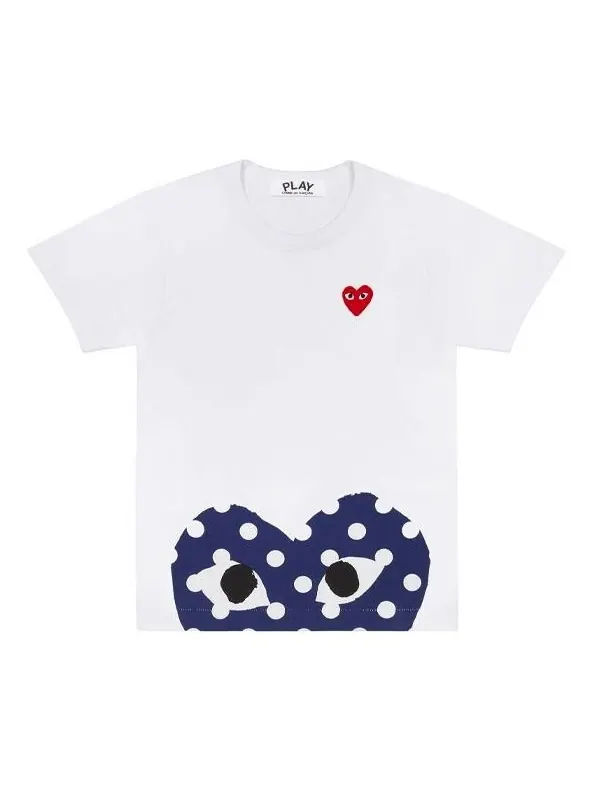 Футболка polka dot half heart tee 'white blue' Comme Des Garcons Play — изображение 1 из 4, белый