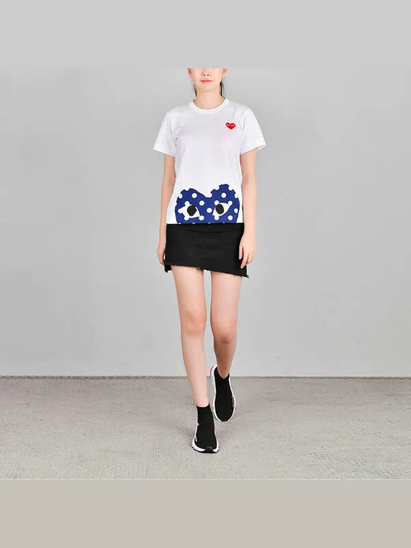 Футболка polka dot half heart tee 'white blue' Comme Des Garcons Play — изображение 4 из 4, белый