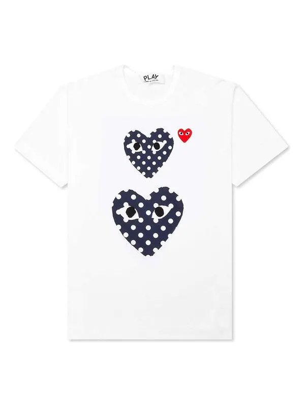 Футболка polka dots two hearts tee 'white blue' Comme Des Garcons Play — изображение 1 из 2, белый