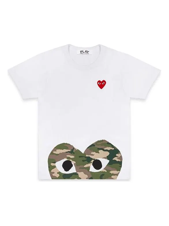 Футболка camouflage heart shape printing short sleeve white Comme Des Garcons Play — изображение 1 из 1, белый