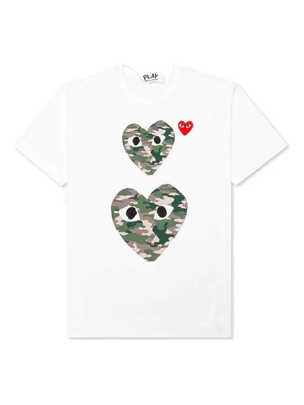 Футболка camouflage two heats logo tee 'white' Comme Des Garcons Play — изображение 1 из 4, белый