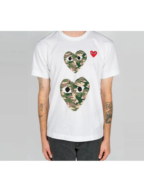 Футболка camouflage two heats logo tee 'white' Comme Des Garcons Play — изображение 3 из 4, белый