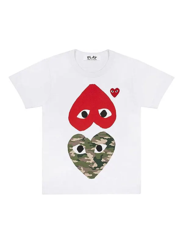 Футболка camouflage logo printing short sleeve tee 'white' Comme Des Garcons Play — изображение 1 из 4, белый