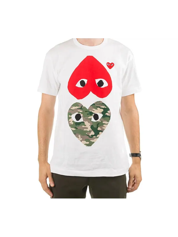 Футболка camouflage logo printing short sleeve tee 'white' Comme Des Garcons Play — изображение 2 из 4, белый