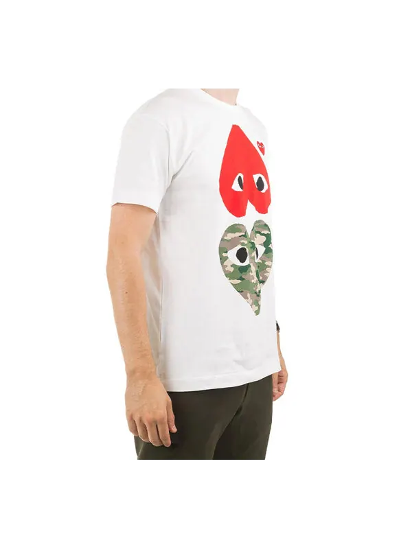Футболка camouflage logo printing short sleeve tee 'white' Comme Des Garcons Play — изображение 4 из 4, белый