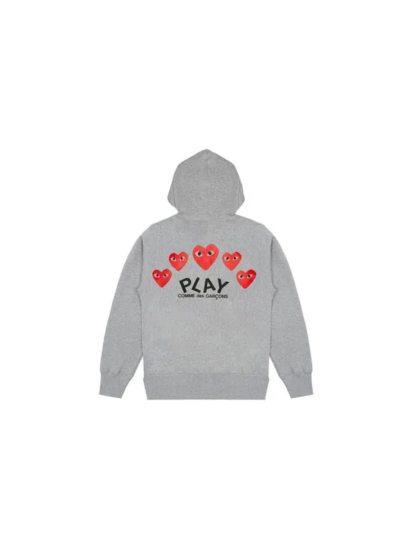 Свитер five heats logo zip hooded jacket 'grey' Comme Des Garcons Play — изображение 2 из 4, серый