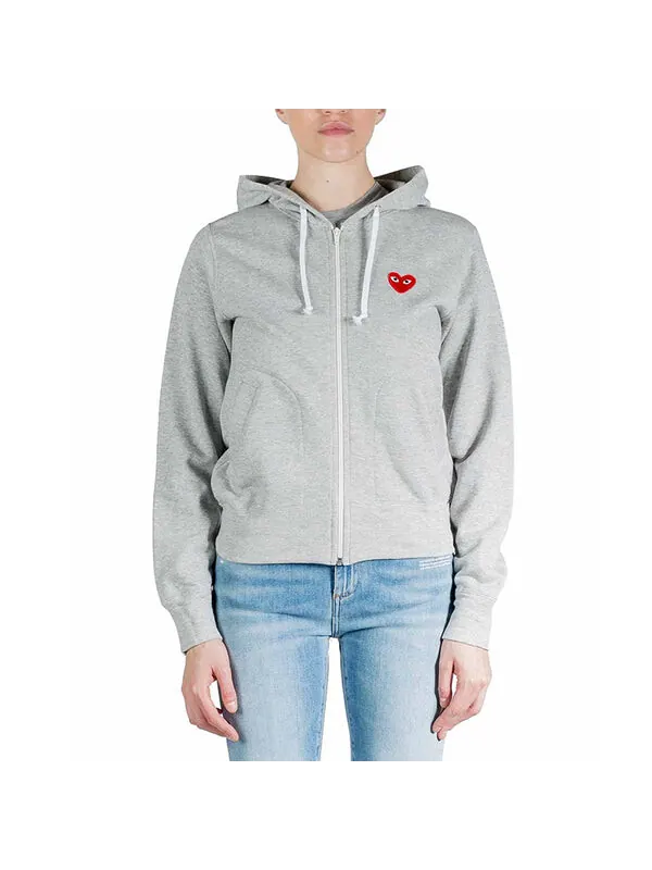 Свитер five heats logo zip hooded jacket 'grey' Comme Des Garcons Play — изображение 3 из 4, серый