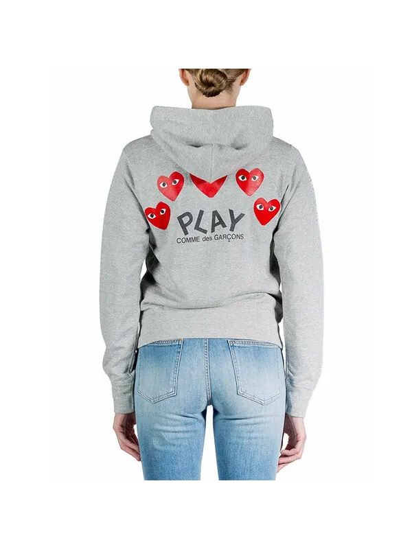 Свитер five heats logo zip hooded jacket 'grey' Comme Des Garcons Play — изображение 4 из 4, серый