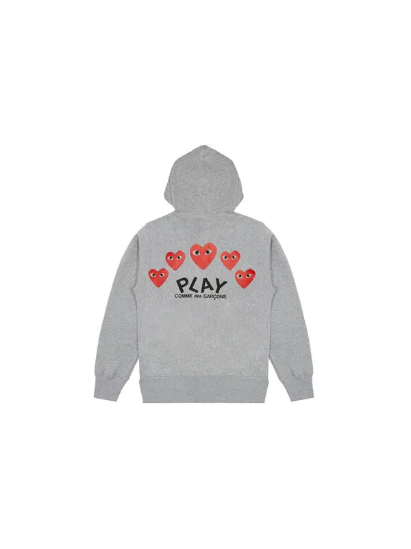 Толстовка multi heart zip up hoodie 'grey' Comme Des Garcons Play — изображение 2 из 4, серый