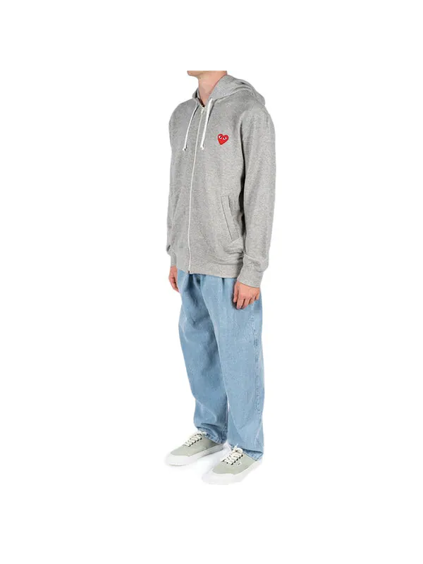 Толстовка multi heart zip up hoodie 'grey' Comme Des Garcons Play — изображение 3 из 4, серый