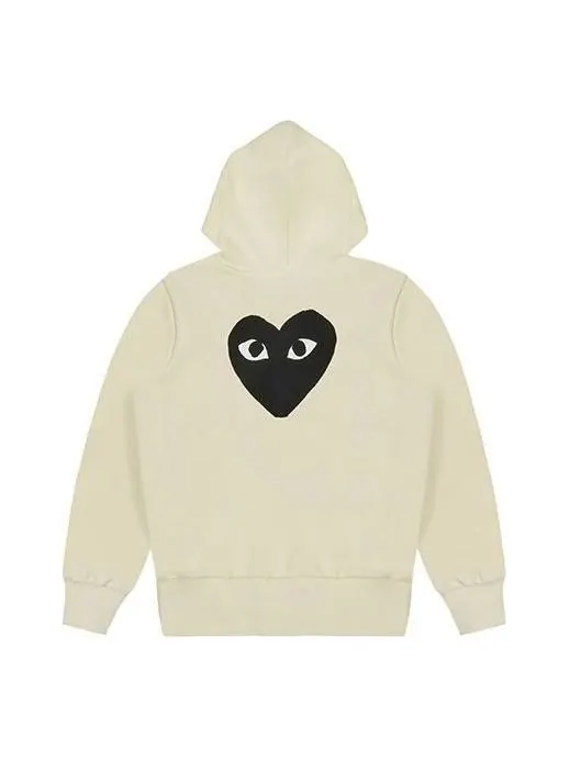 Куртка (WMNS) COMME des GARCONS PLAY Zip Hoodie Big Black Heart 'Beige' — изображение 1 из 7, бежевый
